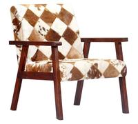 vidaXL Sillón de cuero auténtico de cabra blanco y marrón