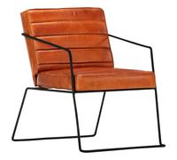 vidaXL Sillón de cuero auténtico marrón canela