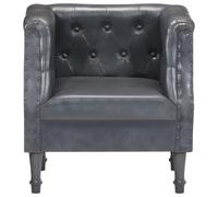 vidaXL Sillón de cuero auténtico Marrón, Negro, Gris Sillon Dormitorio Sillon Comodos Silla Relax Sillón Sofá Gray