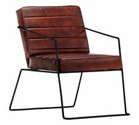 vidaXL Sillón de cuero auténtico marrón oscuro