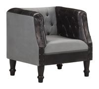 vidaXL Sillón de cuero auténtico y madera maciza de mango negro