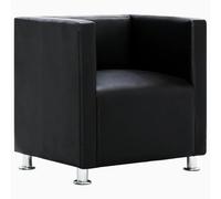 vidaXL Sillón de salón Cuadrado moderno de cuero artificial, asiento cubo, Negro