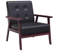 vidaXL Sillón de cuero sintético – Tapizado suave, estructura robusta, duradero y cómodo – Negro