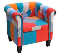 vidaXL Sillón de Diseño Patchwork de Retales de Tela y Madera Muchos Colores