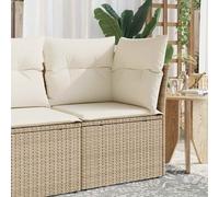 vidaXL Sillón de esquina de jardín con cojines ratán sintético beige