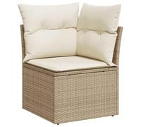 vidaXL Sillón de Esquina de Jardín con Cojines, Silla Esquinera con Respaldo, Sofá Modular, Asiento para Patio Terraza, Ratán Sintético Beige