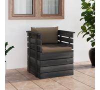 vidaXL Sillón de jardín con cojines madera de pino