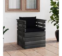 vidaXL Sillón de jardín con cojines madera de pino