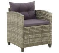 vidaXL Sillón de jardín con cojines ratán sintético gris
