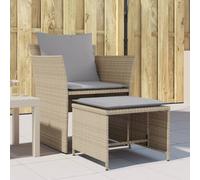 vidaXL Sillón de jardín con reposapiés ratán sintético beige
