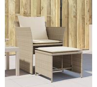 vidaXL Sillón de jardín con reposapiés ratán sintético beige