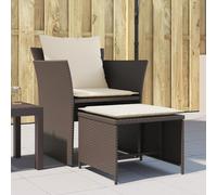 vidaXL Sillón de jardín con reposapiés ratán sintético marrón