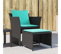 vidaXL Sillón de jardín con reposapiés ratán sintético negro