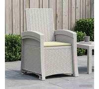vidaXL Sillón de jardín reclinable imitación ratán Blanco y Crema PP