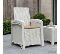 vidaXL Sillón de jardín reclinable imitación ratán Blanco y Topo PP