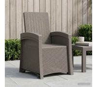 Silla de jardín estilo sillón, apariencia de ratán, color gris claro, material PP