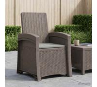 Silla de jardín estilo sillón, apariencia de ratán, color gris claro, material PP