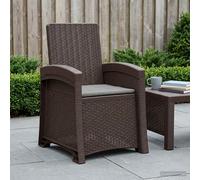 vidaXL Sillón de jardín reclinable imitación ratán Marrón y Gris Claro