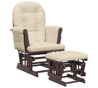 vidaXL Sillón de Lactancia con Taburete Silla Mecedora Asiento Salón Tela Crema y Marrón