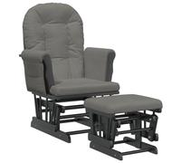 vidaXL Sillón de Lactancia con Taburete Silla Mecedora Asiento Salón Tela Gris Oscuro