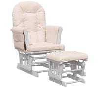 vidaXL Sillón de Lactancia con Taburete Silla Mecedora Asiento Salón Tela Rosa