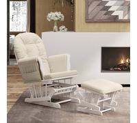 vidaXL Sillón de lactancia con taburete tela blanco crema