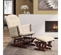 vidaXL Sillón de lactancia con taburete tela blanco crema