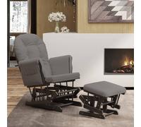 vidaXL Sillón de Lactancia con Taburete Silla Mecedora Asiento Salón Tela Gris Oscuro