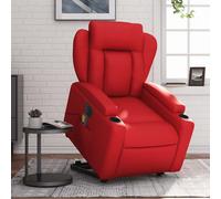 vidaXL Sillón de majaje elevable eléctrico cuero artificial rojo