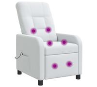 vidaXL Sillón de masaje y relax, color blanco, tapizado en tela