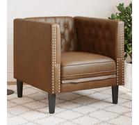 vidaXL Sillón de piel de ante sintético marrón