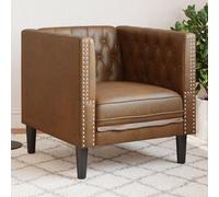 vidaXL Sillón de piel de ante sintético marrón