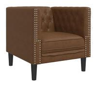 vidaXL Sillón Chesterfield piel de ante sintético marrón