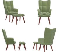 vidaXL Sillón de relax con reposapiés, color verde claro, tapizado en terciopelo. Sillón de relax con reposapiés. Sillón con reposapiés. Sillón con otomana