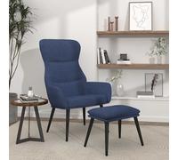 vidaXL Sillón de relax con reposapiés de tela azul