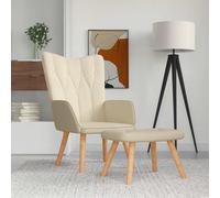 vidaXL Sillón de relax con reposapiés de tela color crema