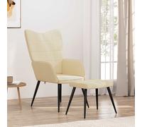 vidaXL Sillón de relax con reposapiés de tela color crema