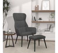vidaXL Sillón de relax con reposapiés de tela gris oscuro