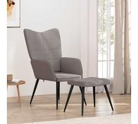 vidaXL Sillón de relax con reposapiés de tela gris taupe