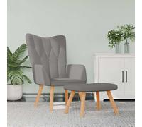 vidaXL Sillón de relax con reposapiés de tela gris taupé
