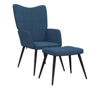 Vidaxl sillón de relax con reposapiés tela azul
