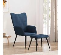 Vidaxl sillón de relax con reposapiés tela azul
