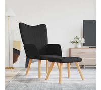 vidaXL Sillón de relax con reposapiés tela negro