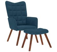 vidaXL Sillón de relax con reposapiés terciopelo azul