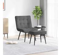 vidaXL Sillón de relax con reposapiés terciopelo gris oscuro
