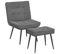 vidaXL Sillón de Relax con reposapiés Terciopelo Gris Oscuro, Silla, Silla de Comedor, Silla de Oficina, sillón Relax, sillón de salón