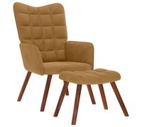 vidaXL Sillón de relax con reposapiés terciopelo marrón