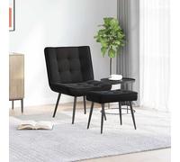 vidaXL Sillón de relax con reposapiés terciopelo negro