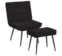 vidaXL Sillón de Relax con reposapiés Terciopelo Negro