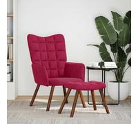 vidaXL Sillón de relax con reposapiés terciopelo rojo tinto